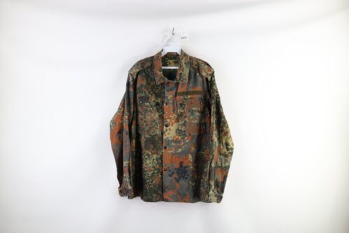 Primary image for Vintage 90s Mens Size Large Faded German Military Camouflage Shirt Field Jacket