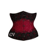 Red Corset Dress Black Sequins Work Underbust Christmas Costume Gothic B... - $79.99