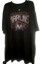 MLB Miami Marlins Majestic Dark Gray Men&#39;s 3XLT BIG &amp; TALL T-Shirt NWT - $14.47