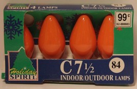 Vintage 1993 Christmas Light Bulbs 4-Pack Indoor Outdoor Orange NOS XM1 - £5.46 GBP