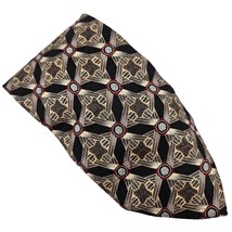 Pavia Mens Neck Tie Silk Black Red Gold Geometric Pattern Italy Business... - £9.49 GBP