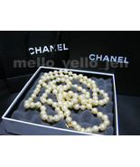 MINT Chanel 01P 56&quot; Classic Pearl Strand Necklace w/ Gold CC Charm - $879.00