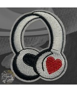 White Headphones with Red Heart Iron On Patch Embroidered Craft Applique - $6.86 CAD