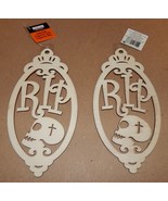 Halloween Wooden Laser Tags Plaques Crafts Creatology 8&quot; x 4&quot; RIP Signs ... - £3.59 GBP
