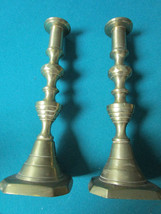 Brass Pair Of Vintage Candleholders 9&quot; Diamond Design [*MET1] - £42.83 GBP