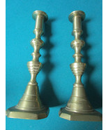BRASS PAIR OF VINTAGE CANDLEHOLDERS 9&quot; DIAMOND DESIGN [*MET1] - $1,053.55 MXN