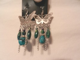 NeW Gypsy Peasant Belly Dance Butterfly Long Dangle Stone Earrings  - $4.99