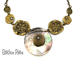 VCLM  Beachy Statement Necklace with Rhinestones and Sand Dollars - £19.57 GBP