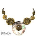 VCLM  Beachy Statement Necklace with Rhinestones and Sand Dollars - £19.66 GBP