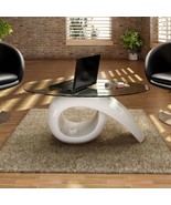 Coffee Table with Oval Glass Top High Gloss White - £215.99 GBP