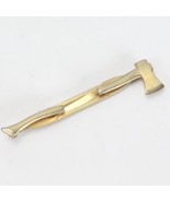 Axe Hatchet Tie Bar Clasp Carpenter Wood  Vintage Gold Tone Men - $12.73