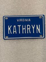 Kid's Bicycle Virgina License Plate Souvenir KATHRYN 2" X 4" *Pre-Owned*... - $7.99