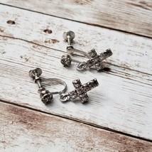 Vintage Screw On Earrings - Dangle Crucifix/Cross - £8.70 GBP