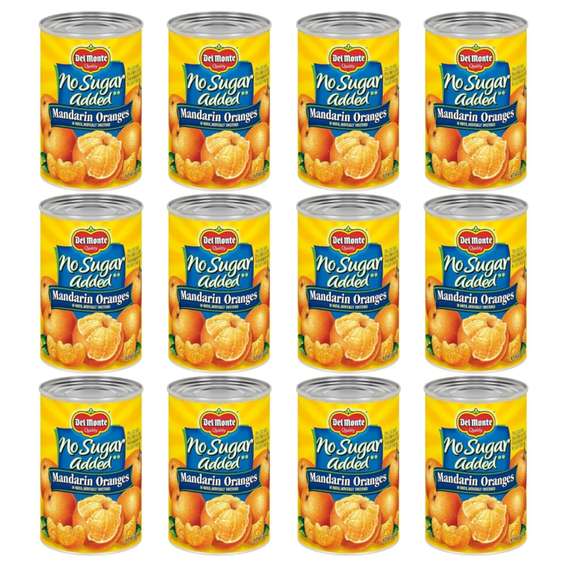 Del Monte Canned Mandarin Oranges No Sugar Added, 15 Ounce (Pack of 12) - $51.97