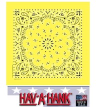 Usa Made Hav-A-Hank Light Yellow Paisley Bandana Bandanna Scarf Scarve Head Wrap - £6.26 GBP