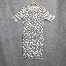 LuLaRoe Womans Dress Small Gray White Dots Stripes Julia Pencil Bodycon Stretch - £12.24 GBP