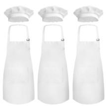 Novelty Place Kid&#39;s Apron with Chef Hat Set - Kid&#39;s Size - Painting Wear 3 Pack - £14.29 GBP