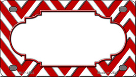Red White Chevron Center Scallop Novelty Mini Metal License Plate Tag - £11.82 GBP