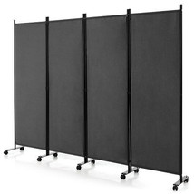 4-Panel Folding Room Divider 6 Feet Rolling Privacy Screen with Lockable Wheels - £109.67 GBP