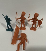 Vintage Marx Three Indians And Civil War Soldier Plastic 3”Figures - £10.11 GBP