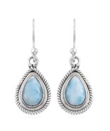 925 Sterling Silver Larimar  Gemstone Women Designer Earring - $50.18 CAD