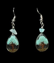 Vintage Tree of Life Earrings Oval Spiritual New Age Jewelry - £7.58 GBP