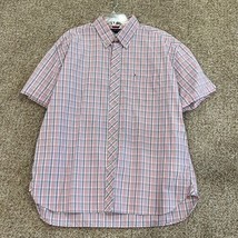 Tommy Hilfiger Men&#39;s Short Sleeve Plaid Casual Button Up Shirt Size XL - $18.62