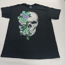 DOM RN#90681 Skull/Flowers Men's Black Cotton Graphic T-Shirt Short Sleeve Large image 11