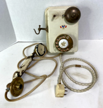 LM Ericsson Antique 1895 Wall Hanging Landline Corded Telephone, Beige Metal - £260.71 GBP