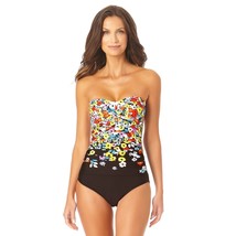 Anne Cole One Piece Swimsuit Twist Front Shirred Halter Strap Floral Colorful 6 - £22.63 GBP