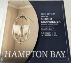*NEW*Hampton Bay Findlay 3-Light Brushed Nickel Chandelier w/ White Glass Shades - £52.95 GBP