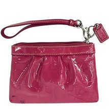 Coach patent leather wristlet signature C print shiny pink wallet - £17.09 GBP