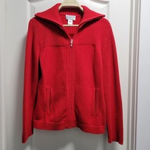Vintage Pendelton Sweater Womens M Zip Cardigan Red Long Sleeve Ribbed D... - $29.69