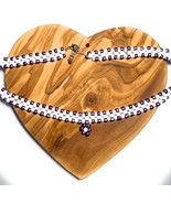 White and Purple Seed Bead Necklace with Daisy - $12.99
