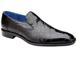 Men&#39;s Belvedere Genuine Alligator Slip-on Dress Shoes Genova Black R53 - £760.94 GBP