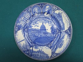 Adams Jonroth Blue Transferware Historical MARTHA / GEORGE Washington Plate [*a1 - £73.57 GBP