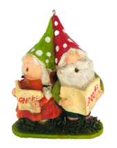 Christmas Gnomes Ornament or Figurine Singing Gnoël Hand Painted Resin 3.75&quot; - £9.30 GBP