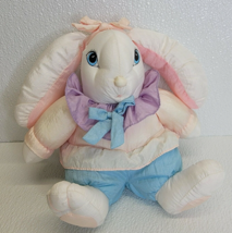 Vintage 1993 TRENDMASTERS Nylon Girl Easter Bunny Chubby Stuffed Animal Plush  - £8.09 GBP