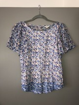 Lucky Brand Shirt Top Chiffon Flutter Sleeve Blue Pink White Size XS NWT - £15.22 GBP