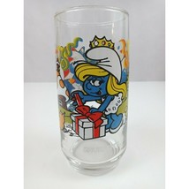 Vintage 1983 Wallace Berrie &amp; Co Smurfs Smurfette Drinking Glass 6&quot; Tall - £7.59 GBP