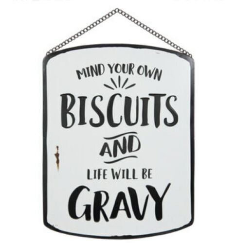 Primary image for BISCUITS & GRAVY: BLACK & WHITE: METAL SIGN: HOME: KITCHEN: DECOR: BRAND NEW