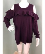 NWT Women&#39;s Calvin Klein L/S Merlot Ruffled Cold Shoulder Sweater Sz L L... - €29,60 EUR