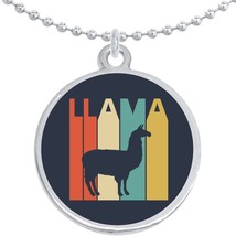 Llama Bold Navy Blue Round Pendant Necklace Beautiful Fashion Jewelry - £8.66 GBP