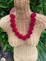 Red felted wool necklace, lightweight swirl necklace, textile art necklace, stat - £31.17 GBP