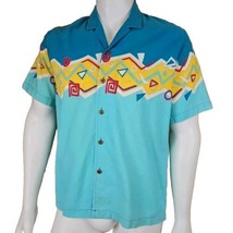 Vtg Hobie Sailing Aloha Shirt Mens L Teal Blue Colorblock Hawaiian Max H... - £100.78 GBP