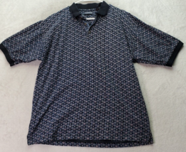 Jantzen Polo Shirt Mens Medium Multi Geo Print Cotton Short Sleeve Slit Collared - £13.70 GBP