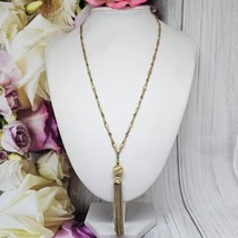 Vintage Kramer Gold Tone Tassel Pendant Chain Necklace - £19.75 GBP