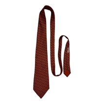 Vintage 1980s French Silk Tie – Rust Red Geometric Pattern – 100% Soie –... - $35.00