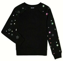 Athletic Works Girls Fleece Sweatshirt Size LARGE (10-12) Black W Color Stars - £9.83 GBP