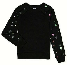 Athletic Works Girls Fleece Sweatshirt Size LARGE (10-12) Black W Color Stars - £9.86 GBP